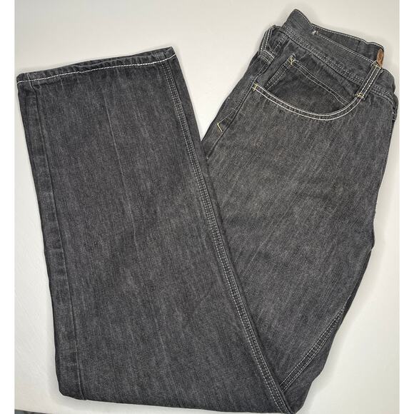 Southpole Premium jeans Y2K Embroidered pocket black denim hip hop wide leg 34 - Picture 10 of 12